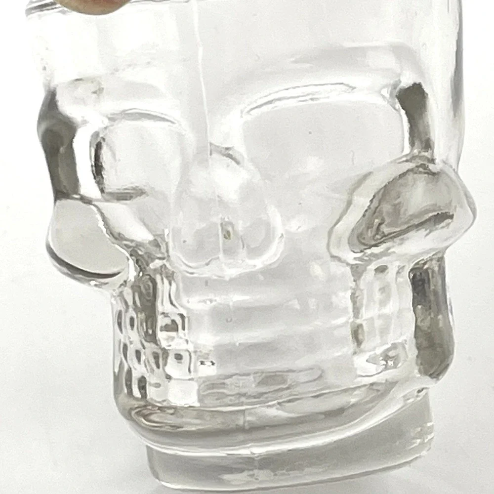 Skull Head Skeleton Face Shot‎ Glass Clear Pressed Glass Toothpick Holder